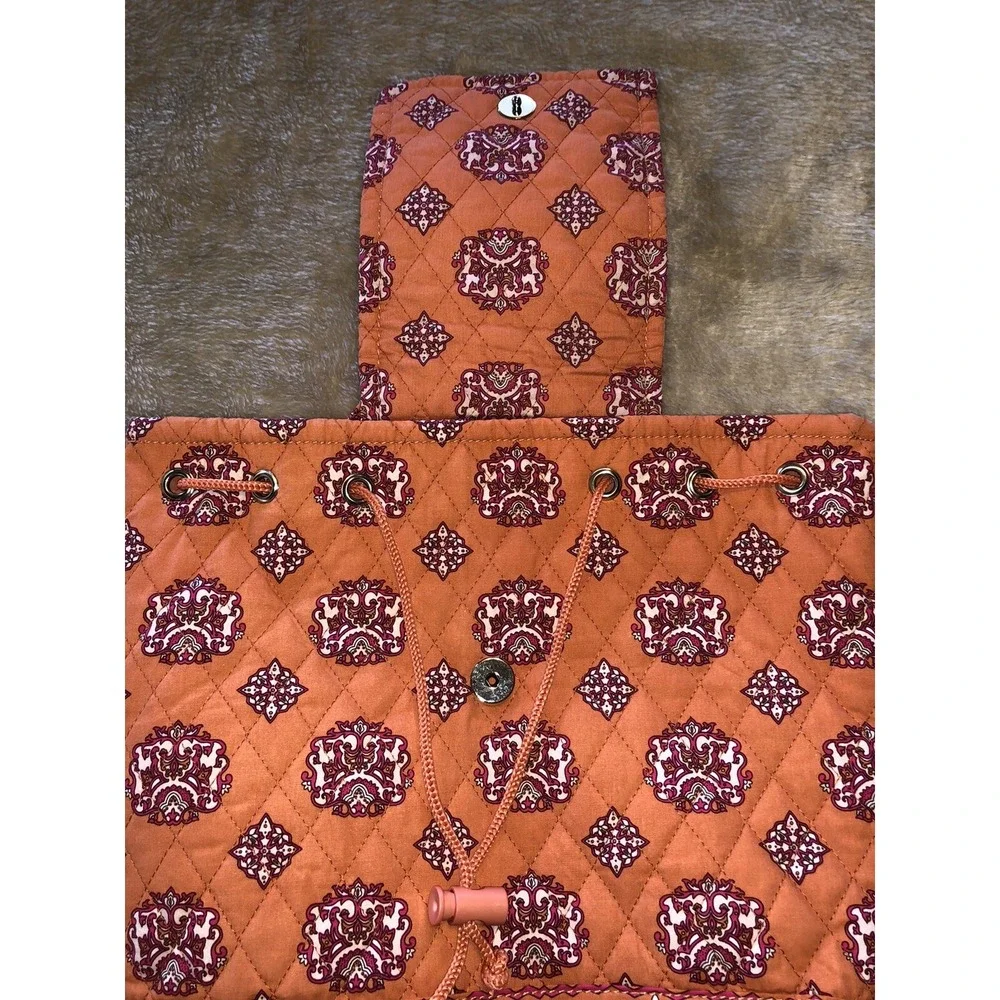 Bueno Collection Purse Backpack Orange drawstring Quilted Nice!
